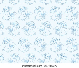 Kid dressed as lamb.  Freehand drawing vector seamless background.Can be used for banners, cards, covers, etc.