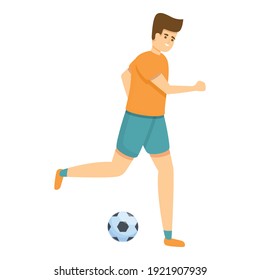 Kid dribbling soccer ball icon. Cartoon of kid dribbling soccer ball vector icon for web design isolated on white background