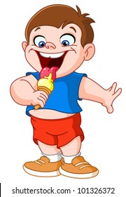 Kid eating ice cream