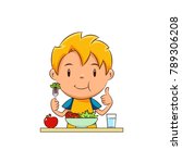 Kid eating salad