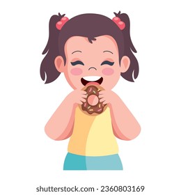 kid eating sweet donut isolated icon