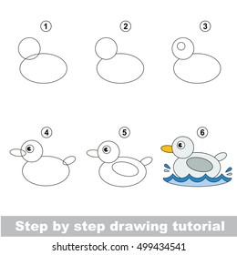 Kid education and gaming - the drawing tutorial for preschool children with easy educational kid game level, the funny drawing school. How to draw cute duck.