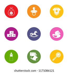Kid education icons set. Flat set of 9 kid education vector icons for web isolated on white background