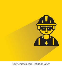 kid engineer icon with shadow on yellow background