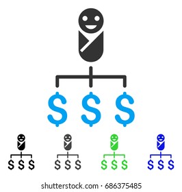 Kid Expenses flat vector pictogram. Colored kid expenses gray, black, blue, green pictogram versions. Flat icon style for graphic design.