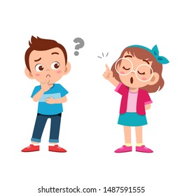 Kid Explain To Friend Vector Illustration