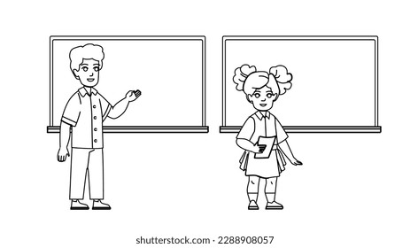 kid explain lesson vector. school classroom, teacher children, education development, learning kid explain lesson character. people Illustration