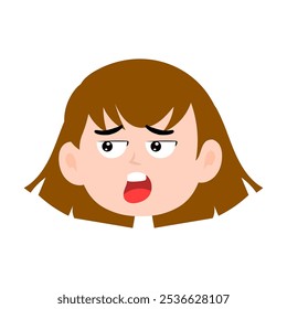 kid expression smirk, shock, sad emoticon cartoon girls