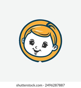 kid face icon logo illustration design. Good for child care, baby shop etc.