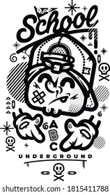 kid face line drawing art. Abstract minimal female face icon, logo, school, abc, underground, calaveras, curas, caritas, cachucha, gorra, style freestyle, manos guantes, amor, felicidad, abstract.