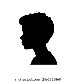 Kid Gesicht Silhouette isoliert auf weißem Hintergrund. Design der Vektorillustration für Kindergesichtssymbole.