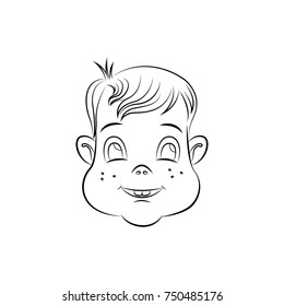kid face with smile vector cartoon draw