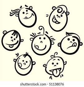 Kid face vector cartoon