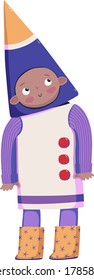 Kid in a fancy dress of a rocket vector illustration