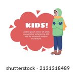 Kid feeling cold quote textbox with flat character. Speech bubble with creative cartoon illustration. Color quotation isolated on white background. Sigmar One, Comfortaa fonts used