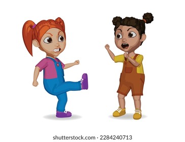 kid fighting with friend illustration