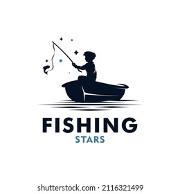 Kid fishing logo design vector