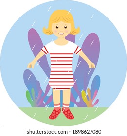 Niño, vector plano para la ilustración de revista o libro, icono, afiche