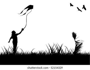kid flying kite