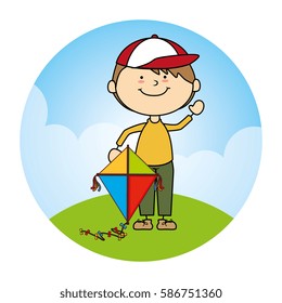kid flying kite icon