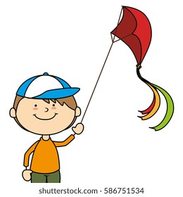 kid flying kite icon