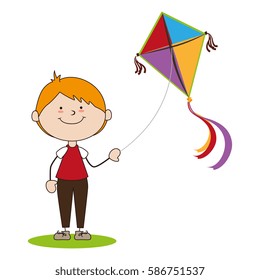 kid flying kite icon