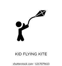 kid flying kite icon. kid flying kite symbol design from People collection. Simple element vector illustration on white background.