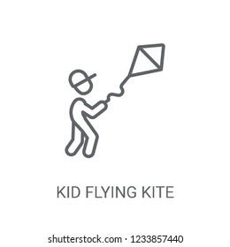 kid flying kite icon. Trendy kid flying kite logo concept on white background from People collection. Suitable for use on web apps, mobile apps and print media.
