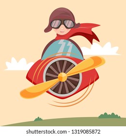 Kid flying a plane