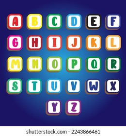 kid font with variation of color for kid using. all is capital letter