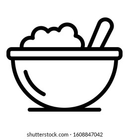 Kid food bowl icon. Outline kid food bowl vector icon for web design isolated on white background