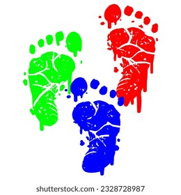 Kid Foot Feet Prints Children Playful Paint Colorful Art Vector RGB