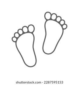 Kid footprints graphic icon. Child bare feet sign isolated on white background. Vector illustration