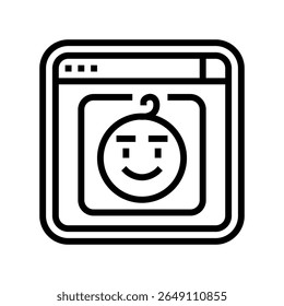 kid friendly interface line icon vector. kid friendly interface sign. isolated contour symbol black illustration