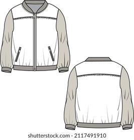 KID FRINGE BOMBER AND JACKETS SWEAT TOPS FLAT FRONT AND BACK VECTOR