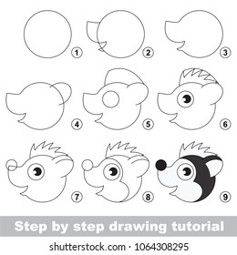 Kid game to develop drawing skill with easy gaming level for preschool kids, drawing educational tutorial for Skunk Face