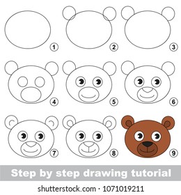 Kid game to develop drawing skill and easy gaming level for preschool kids  drawing educational tutorial for Brown Bear Face