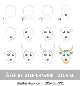 Kid game to develop drawing skill with easy gaming level for preschool kids, drawing educational tutorial for Cow Face