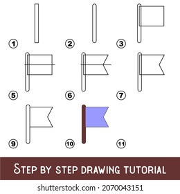 Kid game to develop drawing skill with easy gaming level for preschool kids, drawing educational tutorial for Blue Flag.