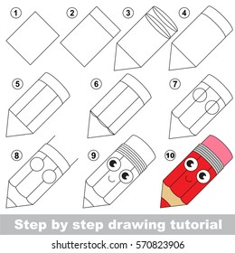 Kid game to develop drawing skill with easy gaming level for preschool kids, drawing educational tutorial for Red Pencil