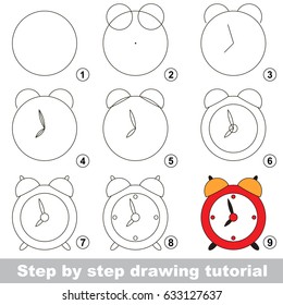 Kid game to develop drawing skill with easy gaming level for preschool kids, drawing educational tutorial for Clock