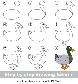 Kid game to develop drawing skill with easy gaming level for preschool kids, drawing educational tutorial for Duckling