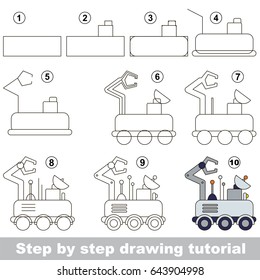 Kid game to develop drawing skill with easy gaming level for preschool kids, drawing educational tutorial for Mars Rover