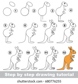 Kid game to develop drawing skill and easy gaming level for preschool kids  drawing educational tutorial for Mother Kangaroo   Mom Baby