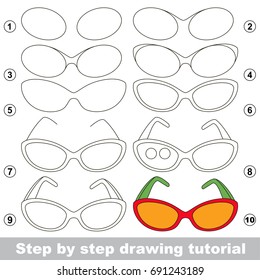 Kid game to develop drawing skill with easy gaming level for preschool kids, drawing educational tutorial for sun protection glasses