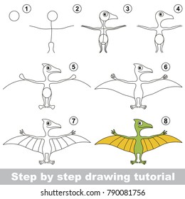 Kid game to develop drawing skill with easy gaming level for preschool kids, drawing educational tutorial for Quetzalcoatl