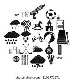 Kid game icons set. Simple set of 25 kid game vector icons for web isolated on white background