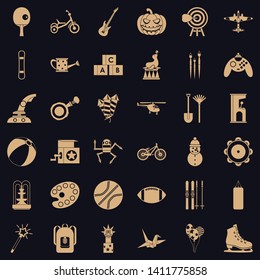 Kid game icons set. Simple style of 36 kid game vector icons for web for any design