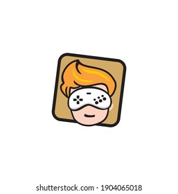 kid and game pad for Geek Logo, Vector Logo template