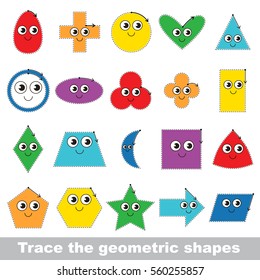 Kid game to trace and learn geometric shapes, develop drawing skill with easy gaming level for preschool kids, tracing educational educational tutorial for _